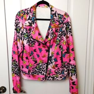 Dolls Kill Pink Butterfly Moto Jacket Size 3X